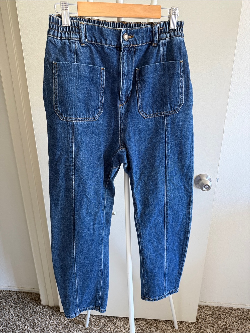 Zara High-Rise Dark Blue Denim Jeans